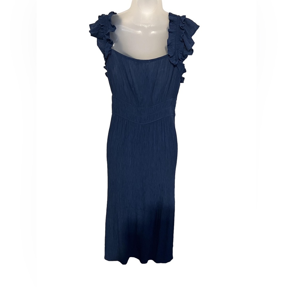 LUCKY BRAND XL Ruffle Tiered Maxi Dress In Insignia Navy Blue Cottagecore
